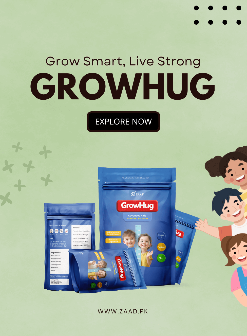 Zaad GrowHug - Kids' All-Natural Growth & Strength Blend (250g)