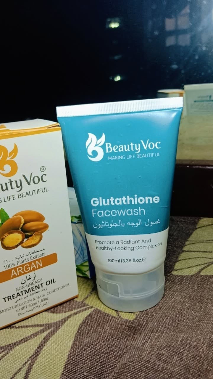 Beautyvoc Glutathione Skin Whitening Face Wash 100ml – Fair & Bright Complexion, Antioxidant-Rich, Wrinkle-Free, Youthful Glow, Anti-Dullness, Deep Cleansing