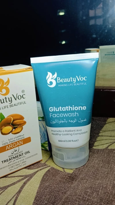 Beautyvoc Glutathione Skin Whitening Face Wash 100ml – Fair & Bright Complexion, Antioxidant-Rich, Wrinkle-Free, Youthful Glow, Anti-Dullness, Deep Cleansing