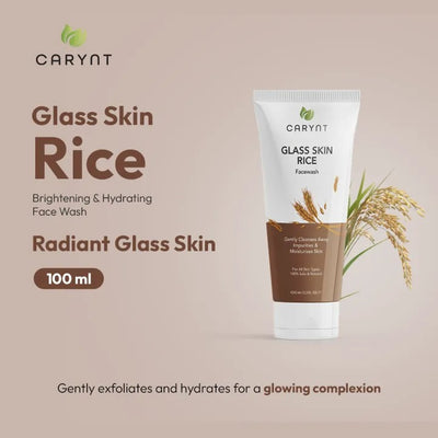Carynt Glass Skin Rice Face Wash - 100ml for Brightening & Hydrating Cleanse